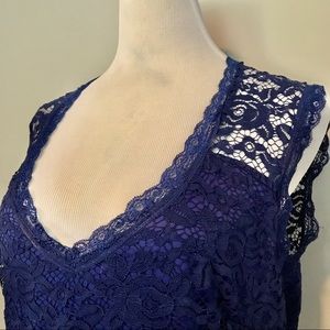 Royal lace blue floor length homecoming dress